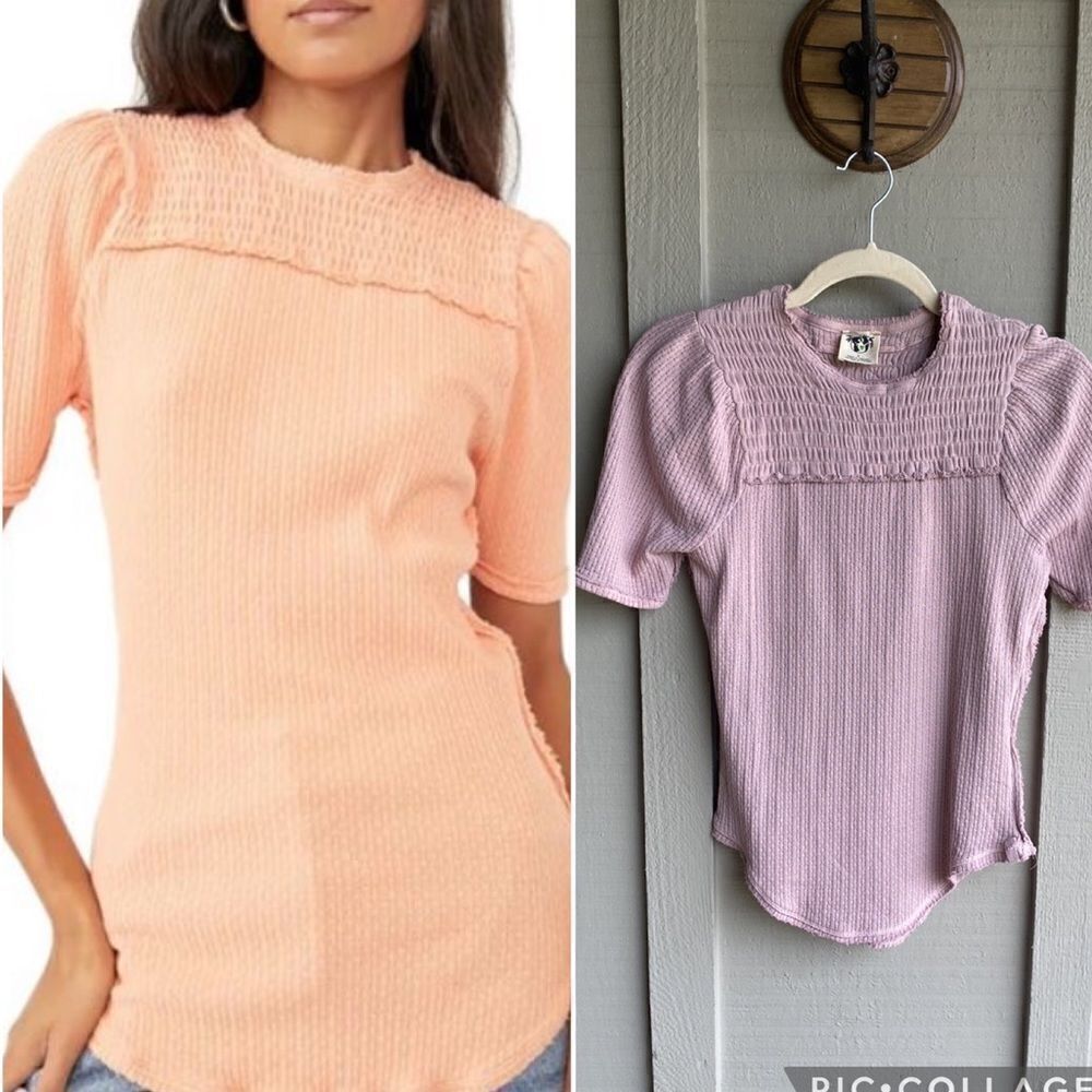 NWT - FREE PEOPLE Care Red Delicious Short Sleeve T-Shirt in Mauve Size: S